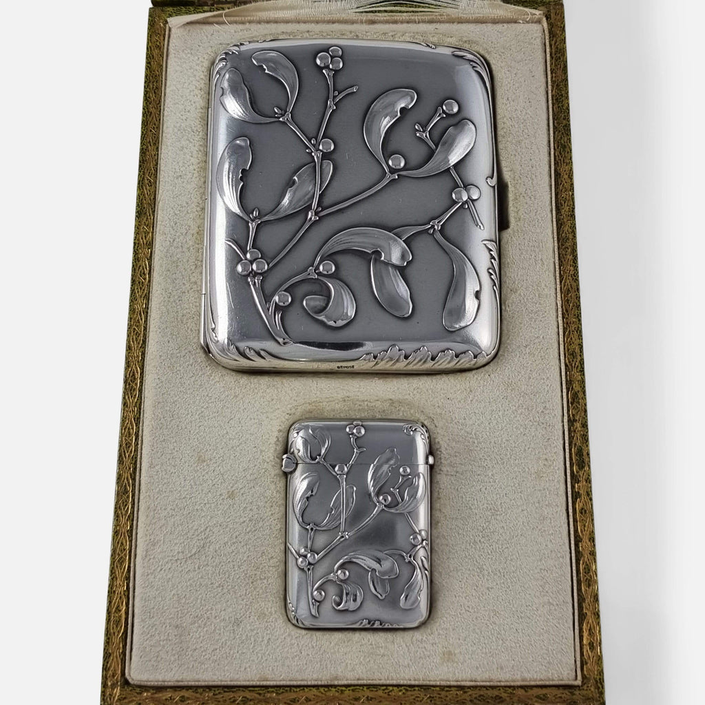 Portuguese Art Nouveau Silver Cigarette Case - Circa 1900