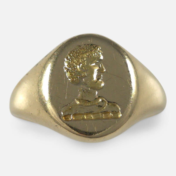 The 18ct Gold Intaglio Signet Ring, viewed from above