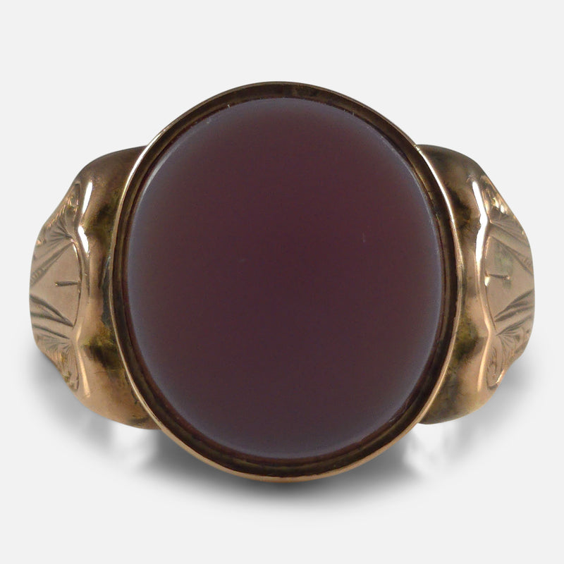 The Victorian 9ct Gold Sardonyx Signet Ring, viewed head on