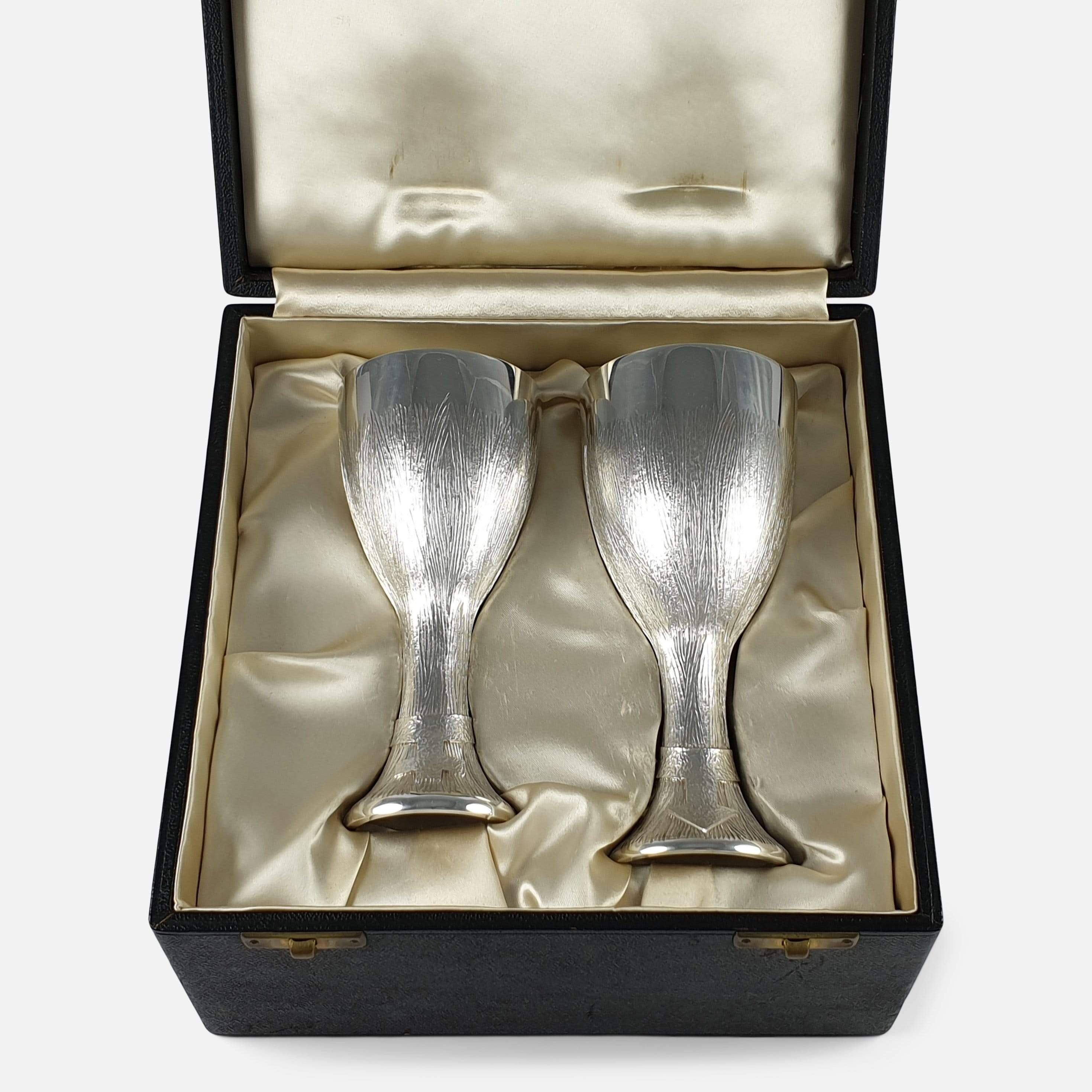 Cased Pair of Sterling Silver Court Cups, Christopher Lawrence, 1974