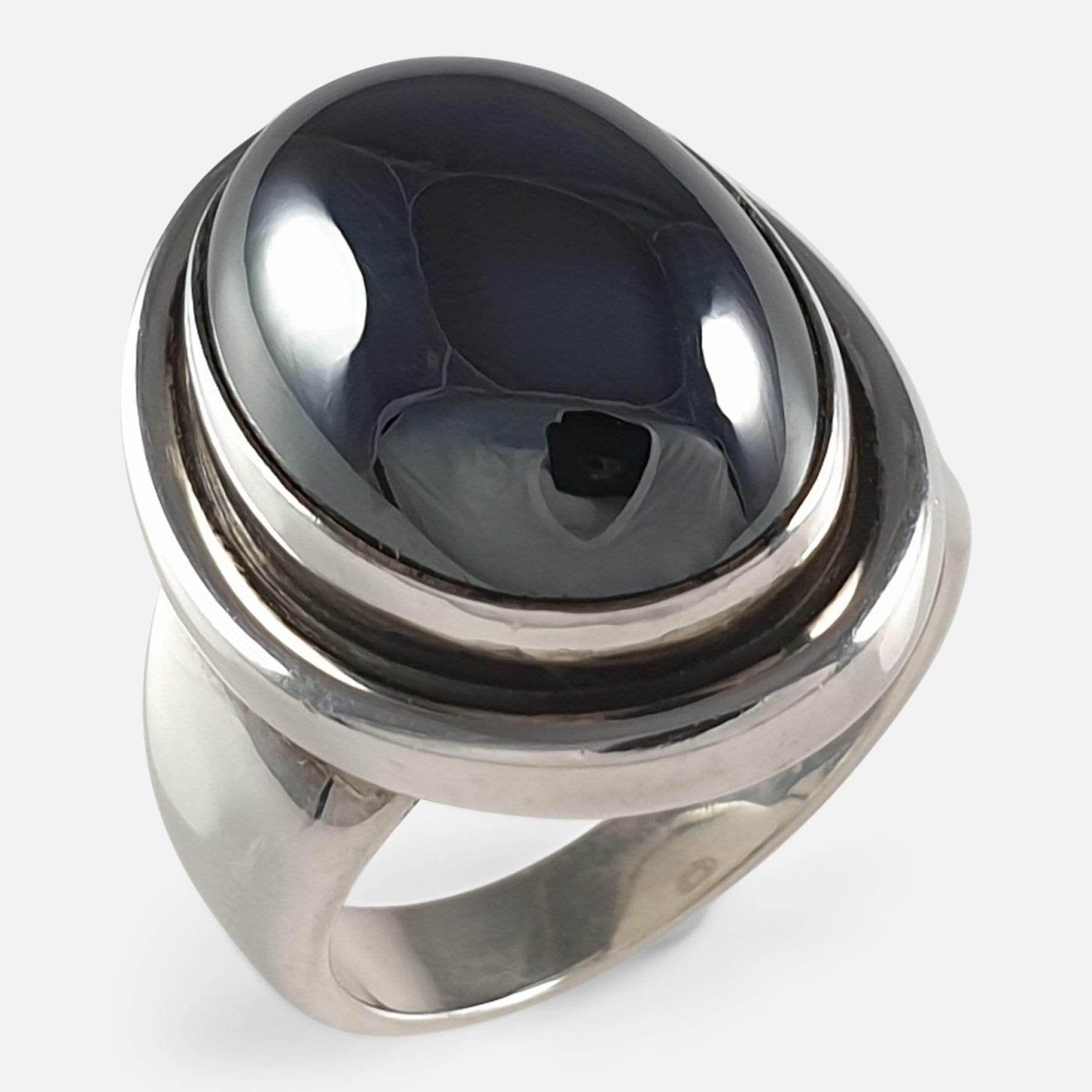 Georg Jensen Sterling Silver Hematite Ring No.46A
