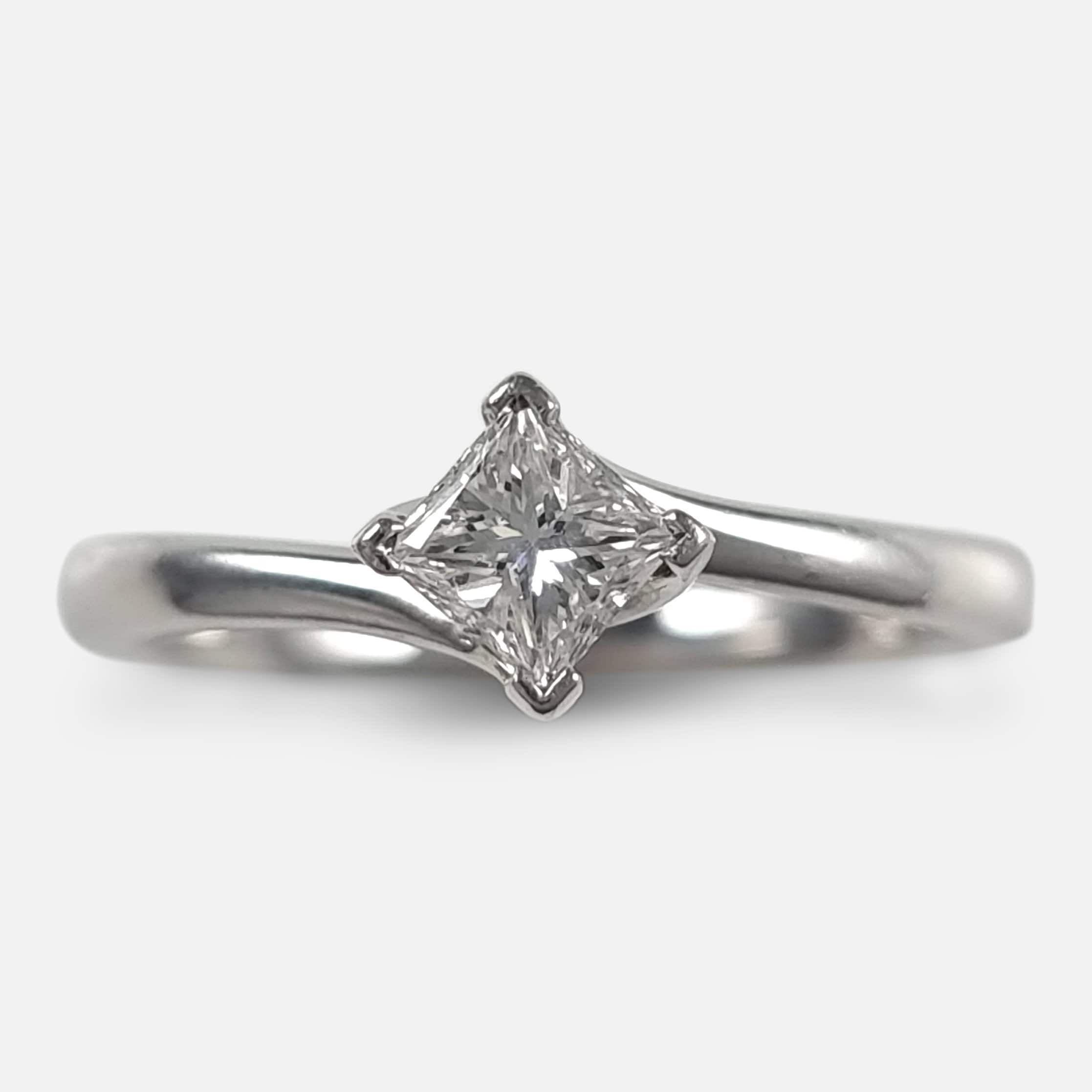 Platinum 0.55 Carat Diamond Solitaire Crossover Ring
