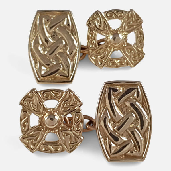 the Celtic design cufflinks viewed from the front